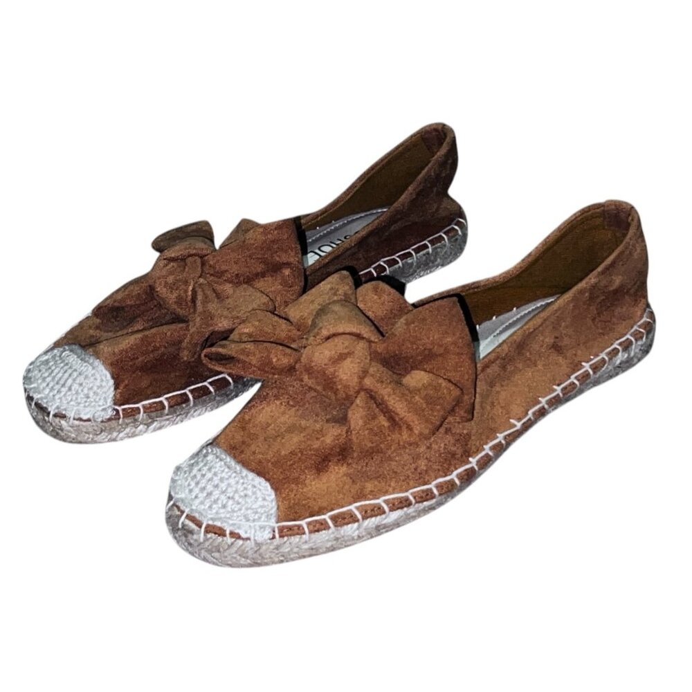 MUSSHOE Espadrilles Flats Bow Front Dressy Comfort Flat Closed Toe Sz 7 Women